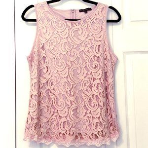 Adrianna Papell Pink Lace Sleeveless Top